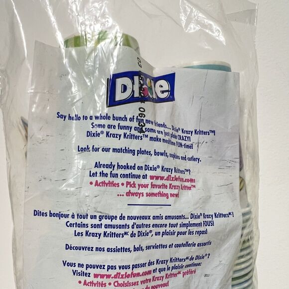 2003 DIXIE Krazy Kritters Cups 80 Count 7 oz. Unopened Jungle Panda Lion Hippo - Picture 6 of 7